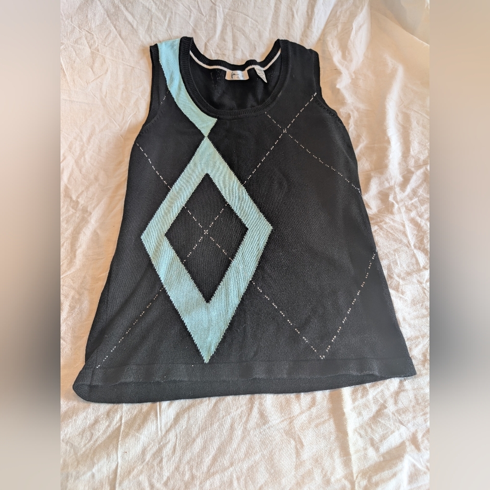 2/20$ Greg Norman Collection Black and Blue Diamond Tank Top